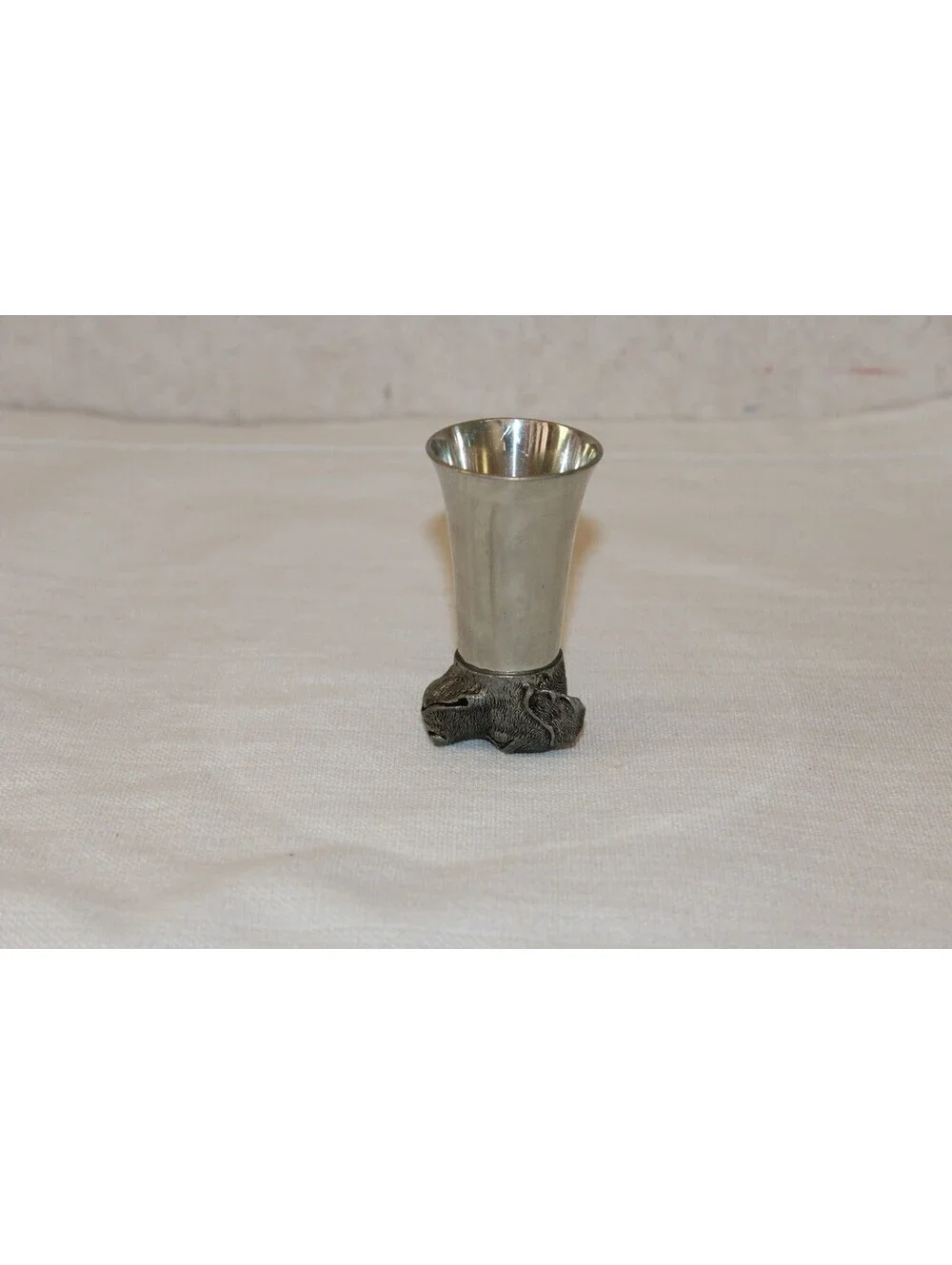 Universal Pewter Dog Head Stirrup Cup Shot Glass Hunting Sporting Barware